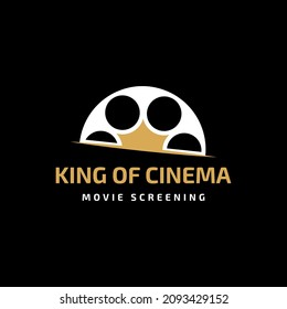 cinema king logo. negative film reel strip, film strip roll tape, film cinema video studio production design