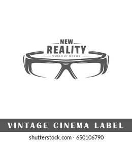 Cinema label isolated on white background. Design element. Template for logo, signage, branding design. Vector illustration