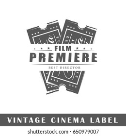 Cinema label isolated on white background. Design element. Template for logo, signage, branding design. Vector illustration