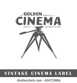 Cinema label isolated on white background. Design element. Template for logo, signage, branding design. Vector illustration