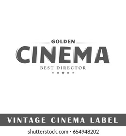 Cinema label isolated on white background. Design element. Template for logo, signage, branding design. Vector illustration