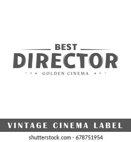 Cinema label isolated on white background. Design element. Template for logo, signage, branding design. Vector illustration