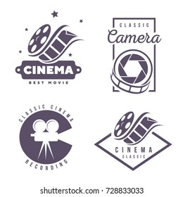 rótulos de cine emblema elemento de diseño del logotipo aislado en fondo blanco