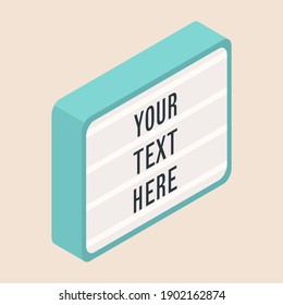 Cinema light box - isometric icon. Hand drawn vector illustration. Flat color design.