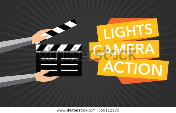 Cinema Lights Camera Action Flat Vector Stock Vector Royalty Free