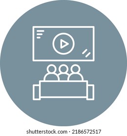 Cinema line circle icon vector image. Can also be used for web apps, mobile apps and print media.