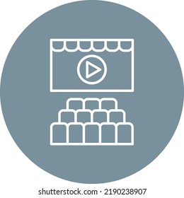 Cinema line circle icon vector image. Can also be used for web apps, mobile apps and print media.