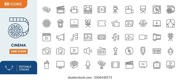 Cinema Line Editable Icons set.	
