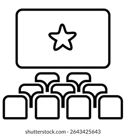 ícone de linha de cinema design. cinema fino preto contorno símbolo ilustração vetorial. ícone de traçado editável no plano de fundo transparente.