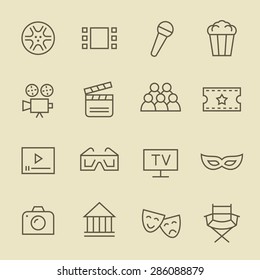 Cinema line icon set