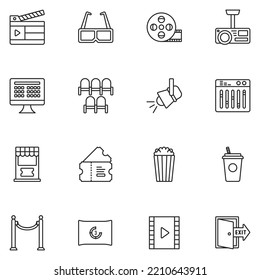 Cinema Line Icon Set Vector