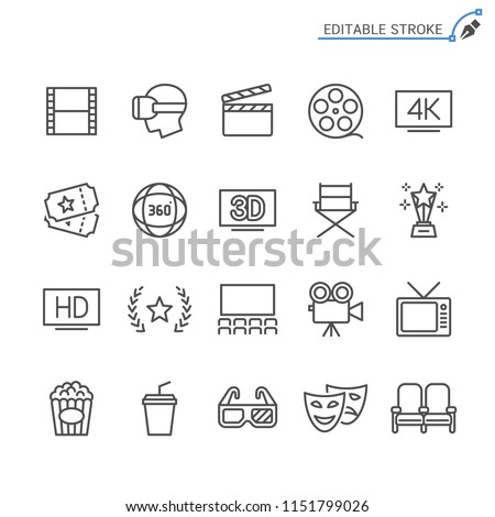 Cinema line icons. Editable stroke. Pixel perfect.