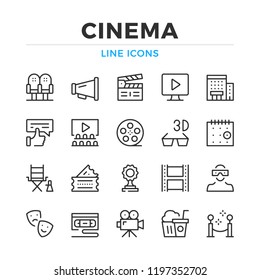 Cinema line icons set. Modern outline elements, graphic design concepts, simple symbols collection. Vector line icons