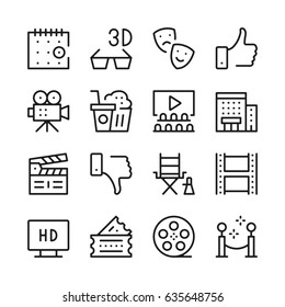 Cinema line icons set. Modern graphic design concepts, simple outline elements collection. Vector line icons