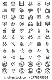 Cinema line icons set vector illustration