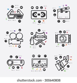 cinema line infographic illustration. Fully editable vector file