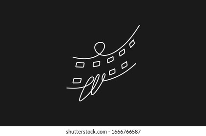 Cinema line logo template. Media logo a film and a abstract man inside.