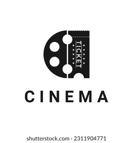 Cinema Logo Design Concept  Cinema Logo With Ticket Icon