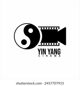 Cinema logo design with the concept of Yin and Yang.