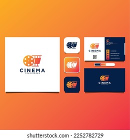 cinema logo design with film reel