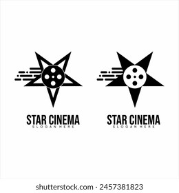 Cinema logo design with pentagram star concept.