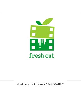 cinema logo fresh drip cut design leaf