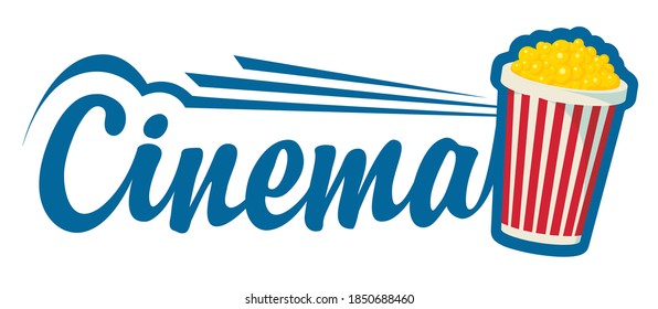 Cinema Logo Full Popcorn Bucket Inscription Stock Vector (Royalty Free ...