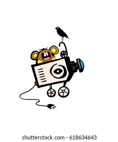 Cinema logo, hand drawn vector illustration