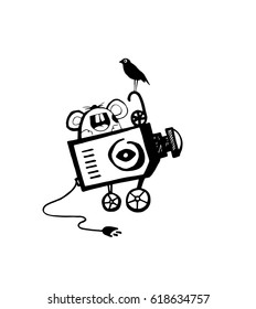 Cinema logo, hand drawn vector illustration