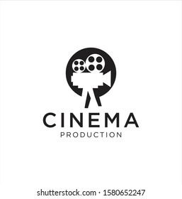 Cinema logo movie emblem template . Movie Production Logo .Film Camera Logo Template . Videography Logo Images