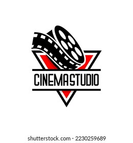 cinema logo vector, roll film vector on white background