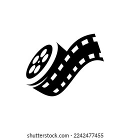 cinema logo vector, roll film vector on white background