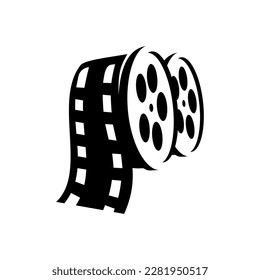 cinema logo vector, roll film vector on white background