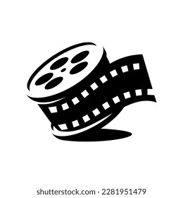 cinema logo vector, roll film vector on white background