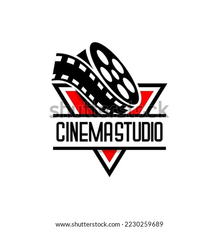 cinema logo vector, roll film vector on white background