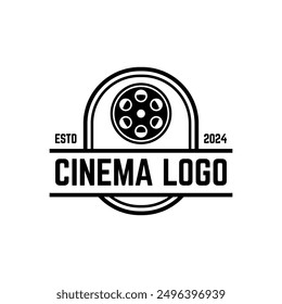 Plantilla De Vector De Logotipo De Cine Aislado Sobre Fondo Blanco