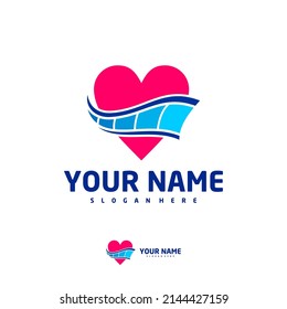 Cinema Love logo vector template, Creative Film Strip Cinema logo design concepts