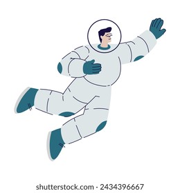 Cinema with Man Character Actress in Spacesuit Engaged in Movie Shooting Vector Illustration