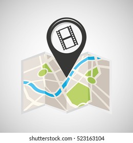 cinema map pin pointer design vector illustration eps 10