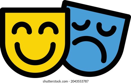 cinema mask vector line colour icon