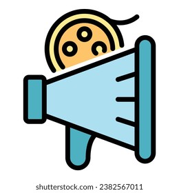 Cinema megaphone icon outline vector. Movie book. Tv video color flat