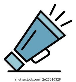 Cinema megaphone icon. Outline cinema megaphone vector icon color flat isolated