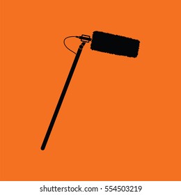 Cinema microphone icon. Orange background with black. Vector illustration.