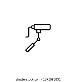 Cinema microphone icon vector in linear, outline icon isolated on white background