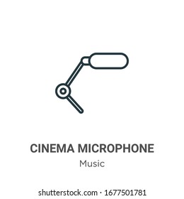 Cinema microphone outline vector icon. Thin line black cinema microphone icon, flat vector simple element illustration from editable music concept isolated stroke on white background