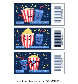 Cinema Mini Tickets Set with popcorn and soda.