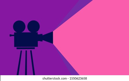 Cinema motion picture. Movie time poster. Cartoon vector illustration. Retro movie projector poster. vector illustration