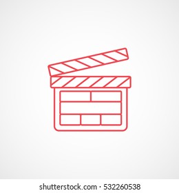 Cinema Movie Clapper Red Line Icon On White Background