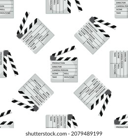 Cinema or Movie clapper seamless pattern for your design. Film clapper board. Flat color Vector Illustration
