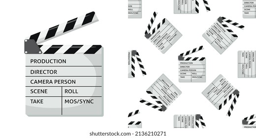 Cine o Cine con un patrón impecable para su diseño. Cartel de la película. Ilustración vectorial de color plano.